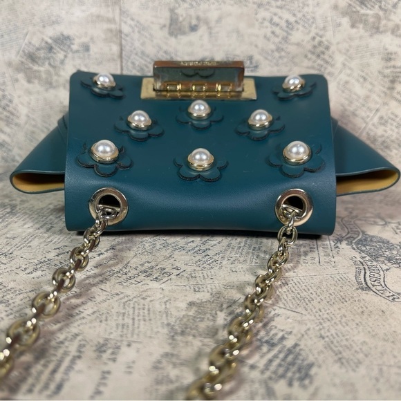 ZAC Zac Posen Eartha Iconic Mini Chain LEATHER floral purse - Picture 6 of 15